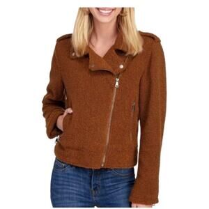 Max Studio Boucle Teddy Bear Sherpa Moto Crop Jacket NWTs Large